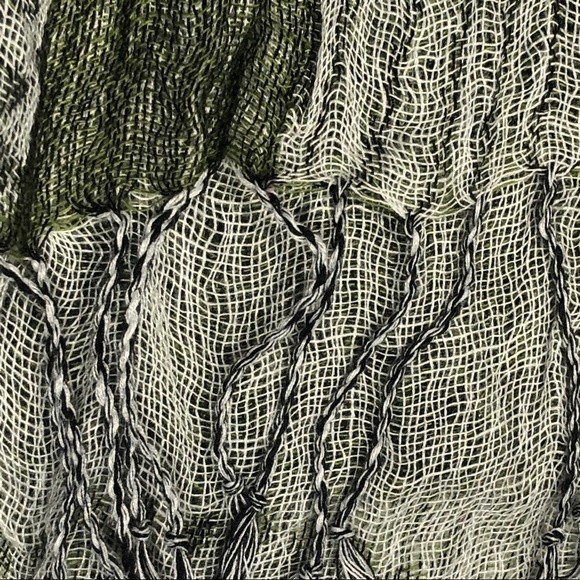 Green Polka Dot Abstract Long Fringe Scarf - Picture 4 of 5